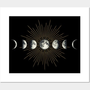 Moon phases and rays Posters and Art